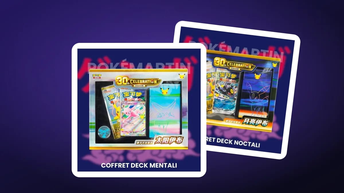Decks 30 ans Pokémon prêts à jouer Mentali-ex et Noctali-ex